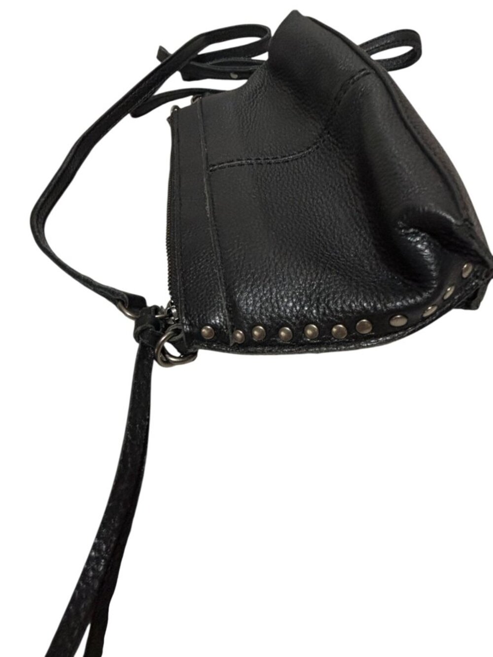 The Sak Black Leather Crossbody Bag Purse Studded Adjustable Removable Strap - Picture 2 of 10
